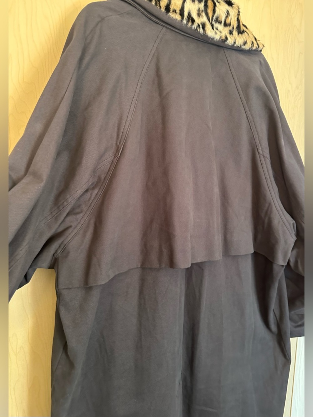 We The Free Dark Grey Trench Coat with Removable Leopard Faux Fur Collar - Picture 11 of 15